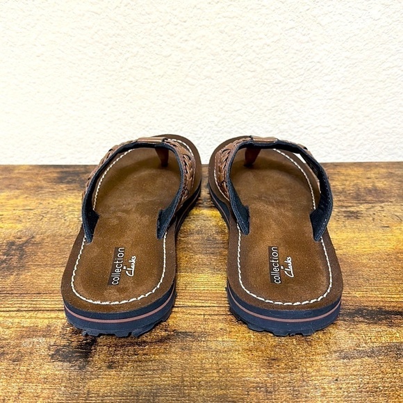 Clarks Fenner Nerice Brown Leather Flip Flop Sandals Summer Beach Resort Size 5 - Picture 6 of 8